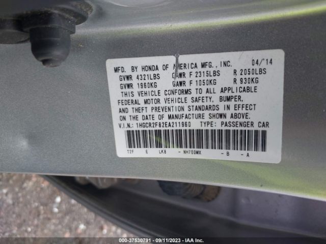 1HGCR2F82EA211960 Honda Accord Sedan Ex-l