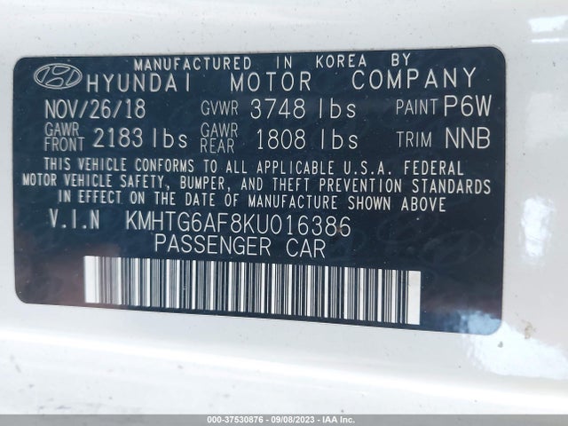 Hyundai Veloster 2.0 2019 KMHTG6AF8KU016386 Image 9
