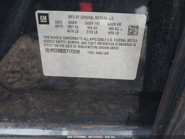 Chevrolet Cruze 1lt 2014 1G1PC5SB2E7173396 Image 9