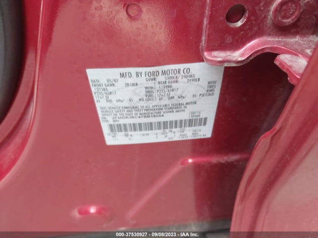 2007 FORD EDGE SE VIN: 2FMDK36C47BB18054