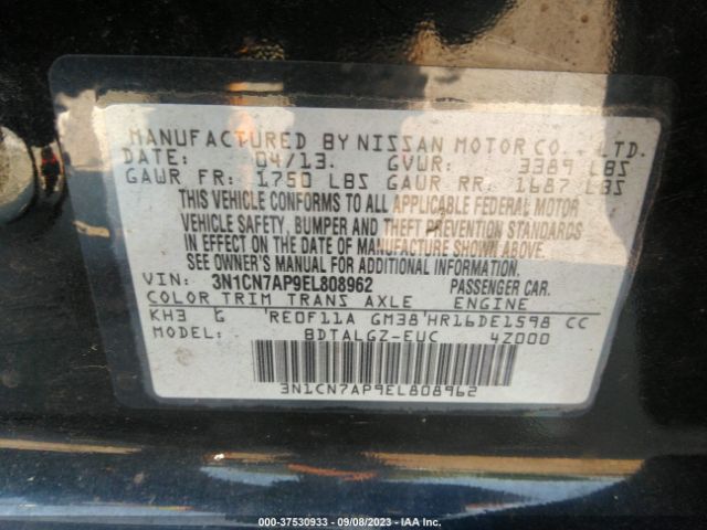 3N1CN7AP9EL808962 Nissan Versa Sl