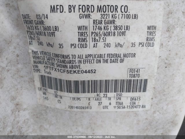 1FTFX1CF5EKE04452 Ford F-150 Xl/xlt/stx/fx2/lariat