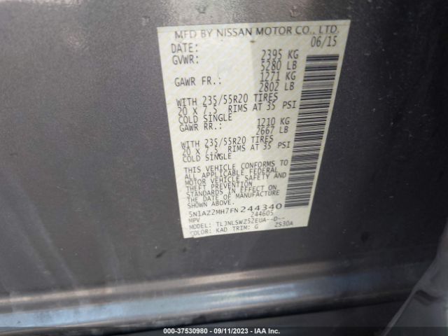 5N1AZ2MH7FN244340 Nissan Murano Platinum
