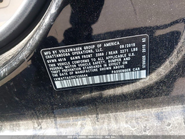 1VWAT7A37FC123344 Volkswagen Passat 1.8t Limited Edition