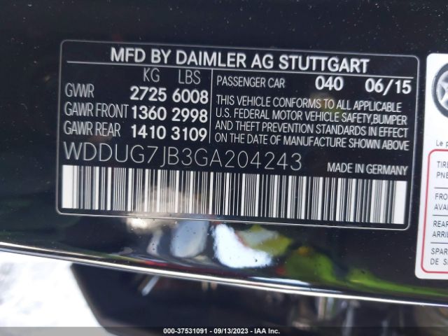 WDDUG7JB3GA204243 Mercedes-Benz S-class Amg S 63