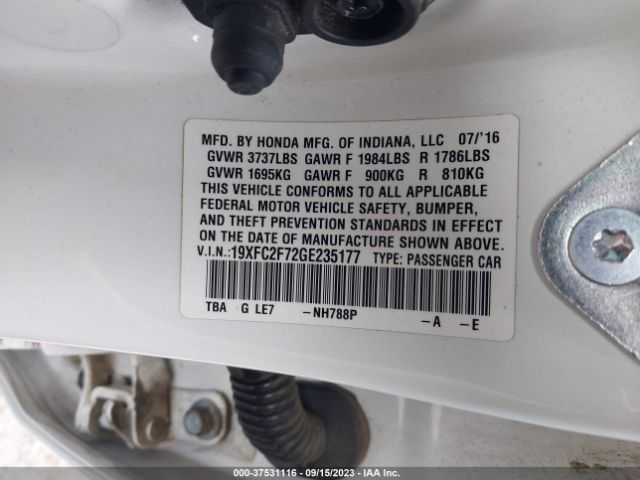 19XFC2F72GE235177 Honda Civic Sedan Ex