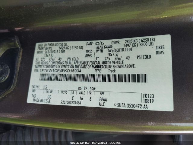 1FTEW1CP4FKD15934 Ford F-150 Xl/lariat/xlt