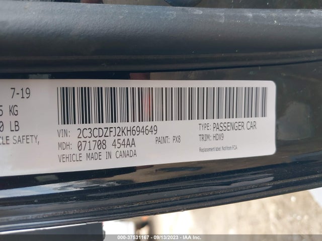 Dodge Challenger R/t Scat Pack 2019 2C3CDZFJ2KH694649 Image 9