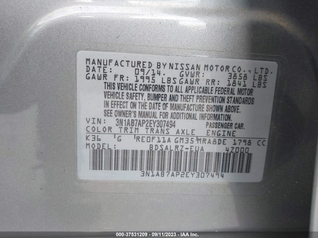 Nissan SENTRA SR 2014 3N1AB7AP2EY307494 Image 10