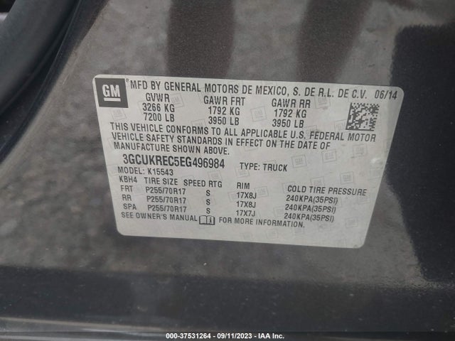 Chevrolet Silverado 1500 Lt 2014 3GCUKREC5EG496984 Image 9
