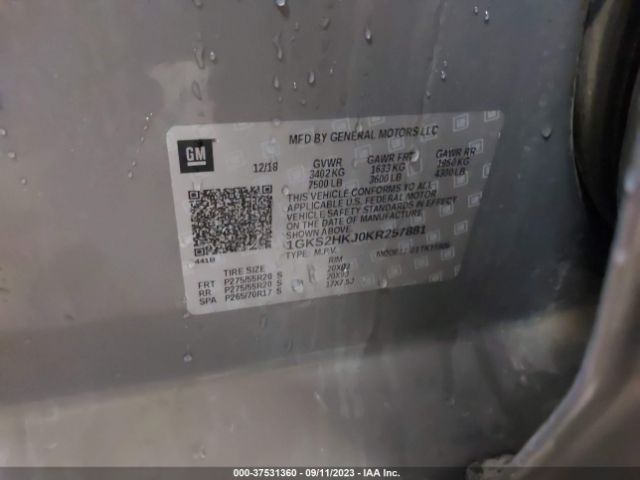 1GKS2HKJ0KR257881 GMC YUKON XL DENALI