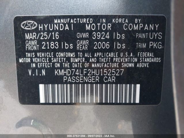 Hyundai ELANTRA SE 2017 KMHD74LF2HU152527 Image 9
