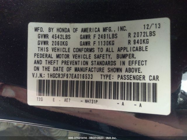 1HGCR3F97EA016533 Honda Accord Sedan Touring