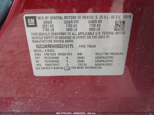 Chevrolet Silverado 1500 Lt 2016 3GCUKREH0GG319175 Image 9