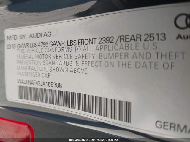 Audi A4 Premium Plus 2018 WAUENAF42JA155388 Image 9
