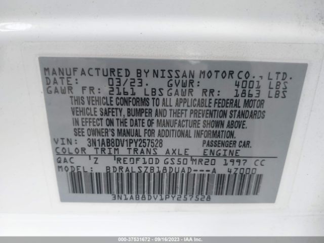 3N1AB8DV1PY257528 Nissan SENTRA SR