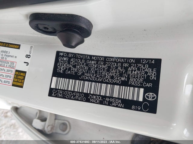 Toyota Prius Four 2015 JTDKN3DU6F0430990 Image 15