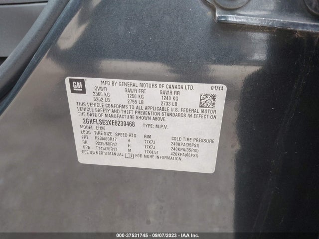 GMC Terrain Slt-1 2014 2GKFLSE3XE6230468 Image 9