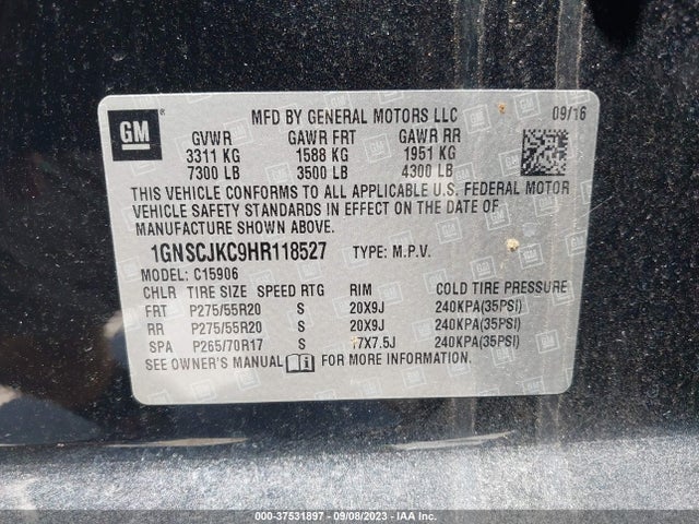 Chevrolet Suburban Premier 2017 1GNSCJKC9HR118527 Image 9