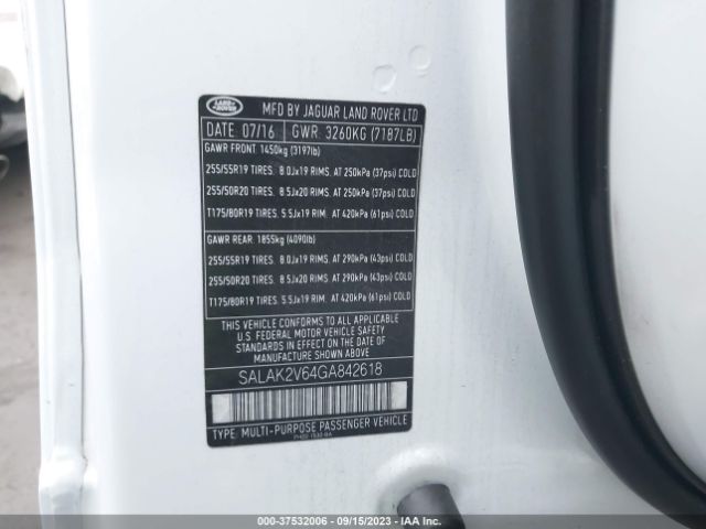 SALAK2V64GA842618 Land Rover Lr4 Hse Lux