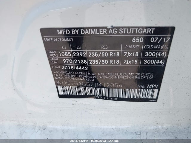 WDCTG4GB7JJ412056 Mercedes-Benz Gla Gla 250