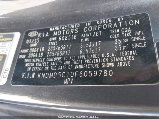 KNDMB5C10F6059780 KIA SEDONA LX