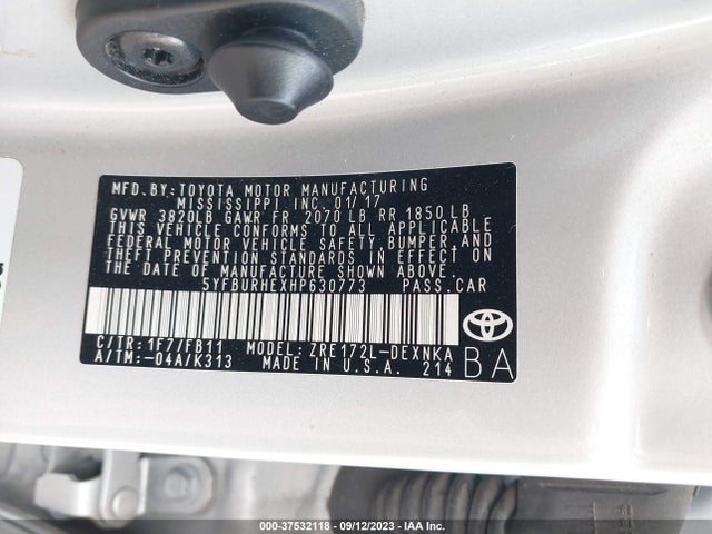 Toyota Corolla L/le/xle/se 2017 5YFBURHEXHP630773 Image 9