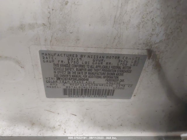 Nissan Versa 1.6 Sv 2019 3N1CN7AP3KL860048 Image 9