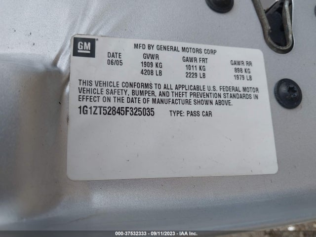 2005 CHEVROLET MALIBU LS VIN: 1G1ZT52845F325035