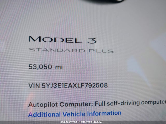 Tesla Model 3 Standard Range 2020 5YJ3E1EAXLF792508 Image 7