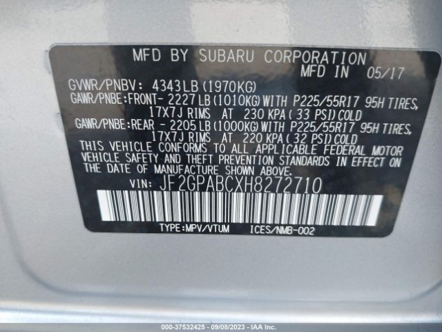 JF2GPABCXH8272710 Subaru Crosstrek Premium