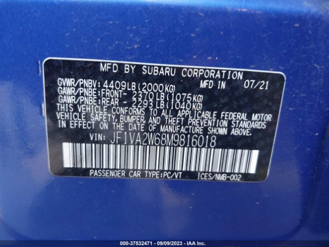 JF1VA2W68M9816018 Subaru Wrx Sti Limited