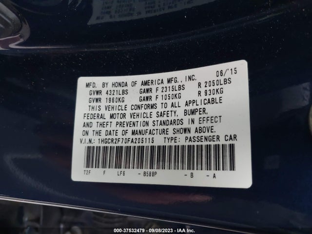 Honda Accord Sedan Ex 2015 1HGCR2F70FA205115 Image 9