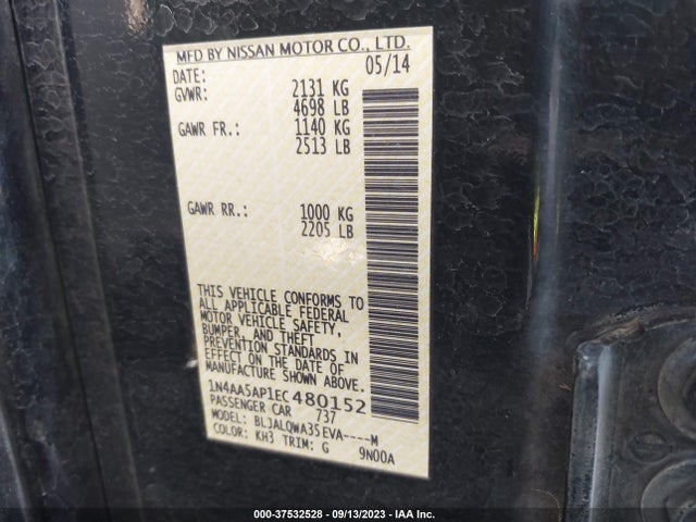 Nissan Maxima 3.5 S 2014 1N4AA5AP1EC480152 Image 9