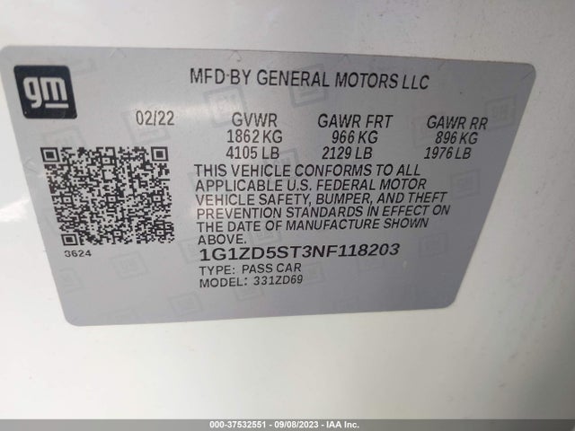 Chevrolet MALIBU LT 2022 1G1ZD5ST3NF118203 Image 9