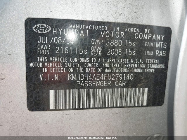 Hyundai ELANTRA SE 2015 KMHDH4AE4FU279140 Image 9