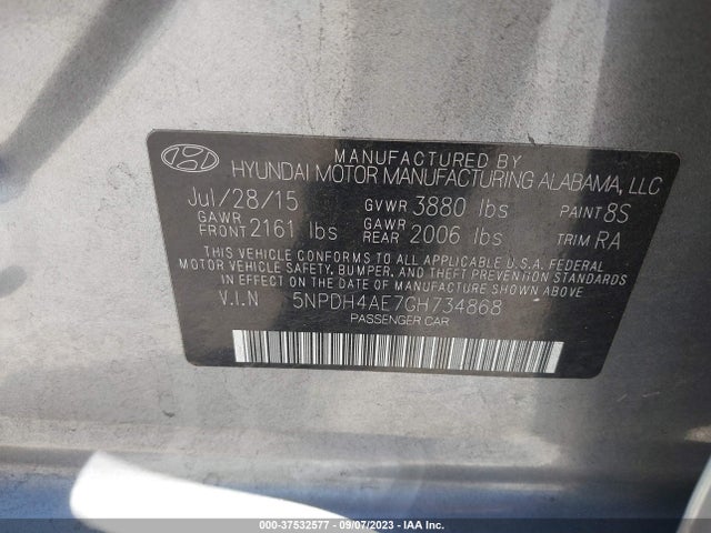 Hyundai ELANTRA SE 2016 5NPDH4AE7GH734868 Image 9