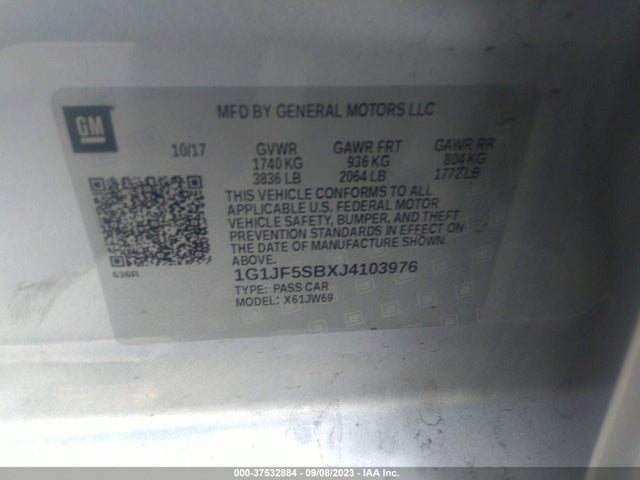 Chevrolet Sonic Premier 2018 1G1JF5SBXJ4103976 Image 9