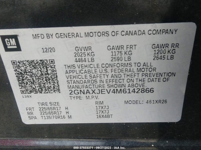 Chevrolet EQUINOX LT 2021 2GNAXJEV4M6142866 Image 9