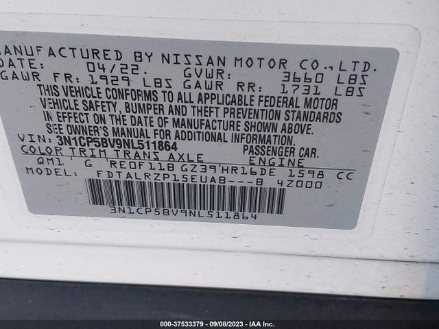 Nissan KICKS S 2022 3N1CP5BV9NL511864 Image 15