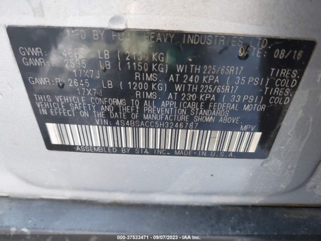 4S4BSACC5H3246787 Subaru Outback Premium