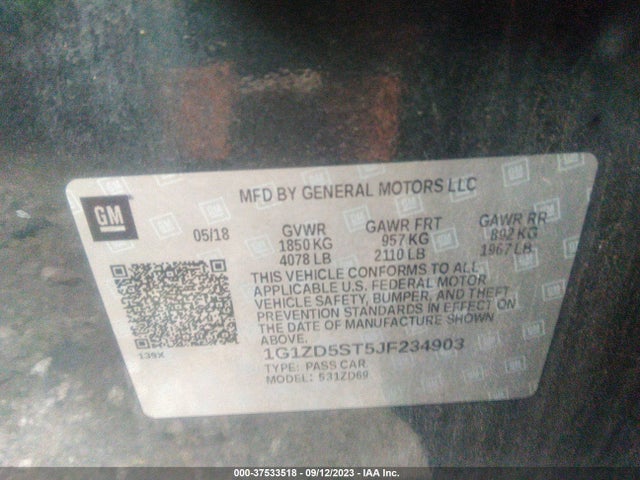 Chevrolet MALIBU LT 2018 1G1ZD5ST5JF234903 Image 9