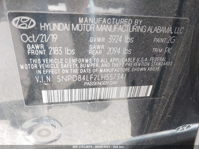 Hyundai ELANTRA SEL 2020 5NPD84LF2LH557341 Image 9