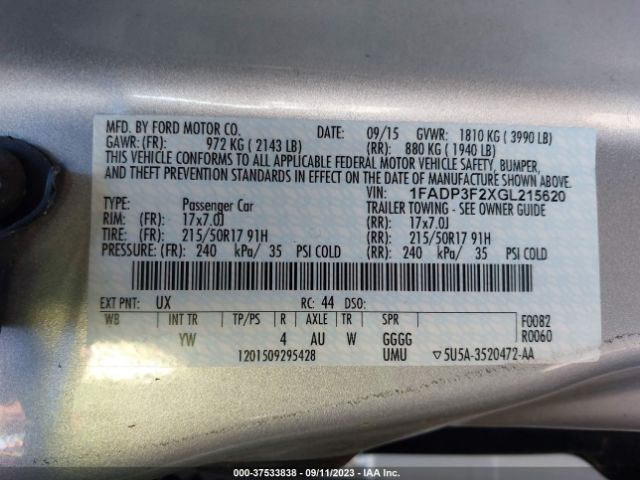 1FADP3F2XGL215620 Ford FOCUS SE
