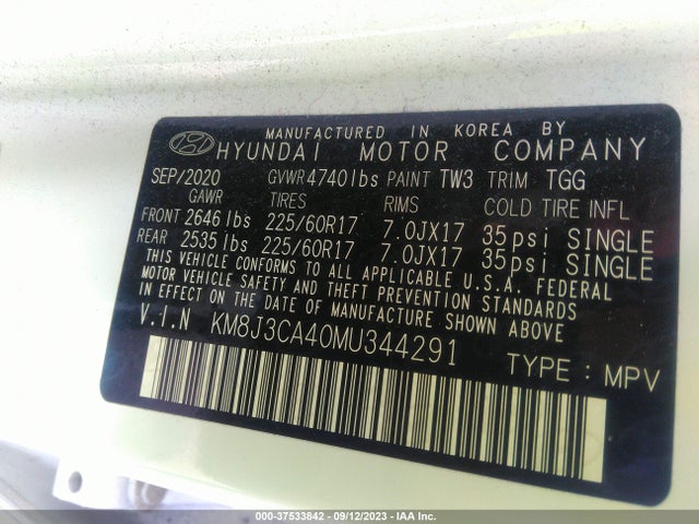 Hyundai Tucson Value 2021 KM8J3CA40MU344291 Image 9
