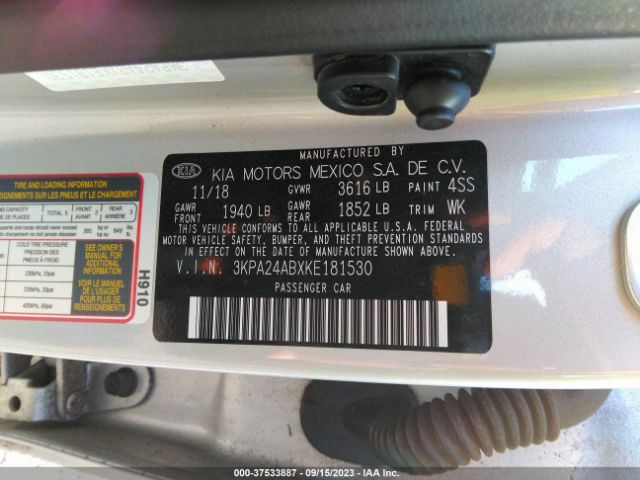 3KPA24ABXKE181530 KIA RIO S