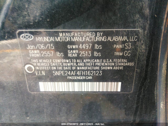 Hyundai Sonata 2.4l Se 2015 5NPE24AF4FH162123 Image 9