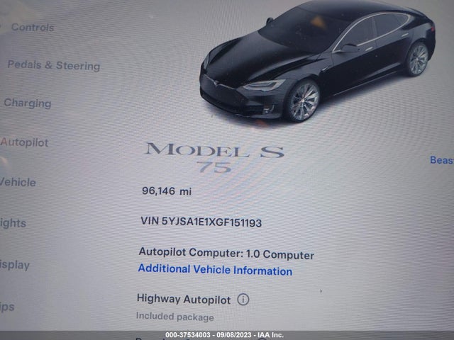 5YJSA1E1XGF151193 Tesla Model S 70 Kwh