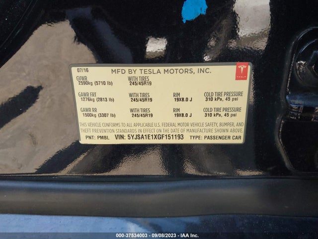 5YJSA1E1XGF151193 Tesla Model S 70 Kwh