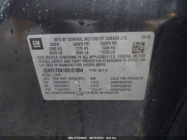 2GKFLTEK1G6161654 GMC Terrain Sle